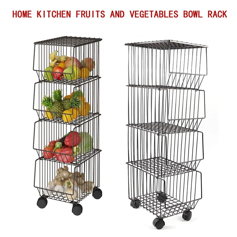 Kitchen Racks: Goku 4-Tier Dark Brown Kitchen Storage Shelves