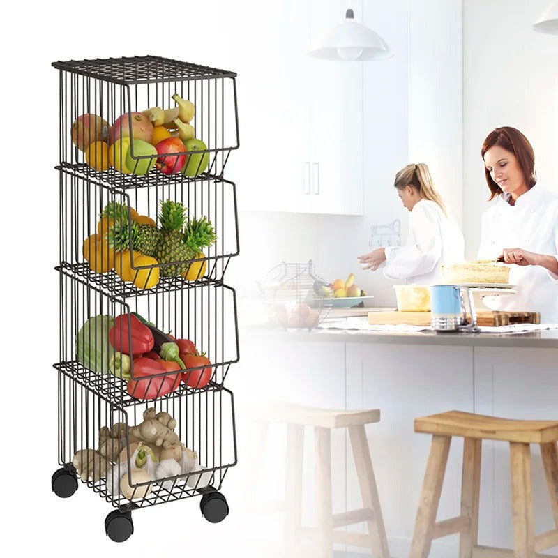 Kitchen Racks: Goku 4-Tier Dark Brown Kitchen Storage Shelves