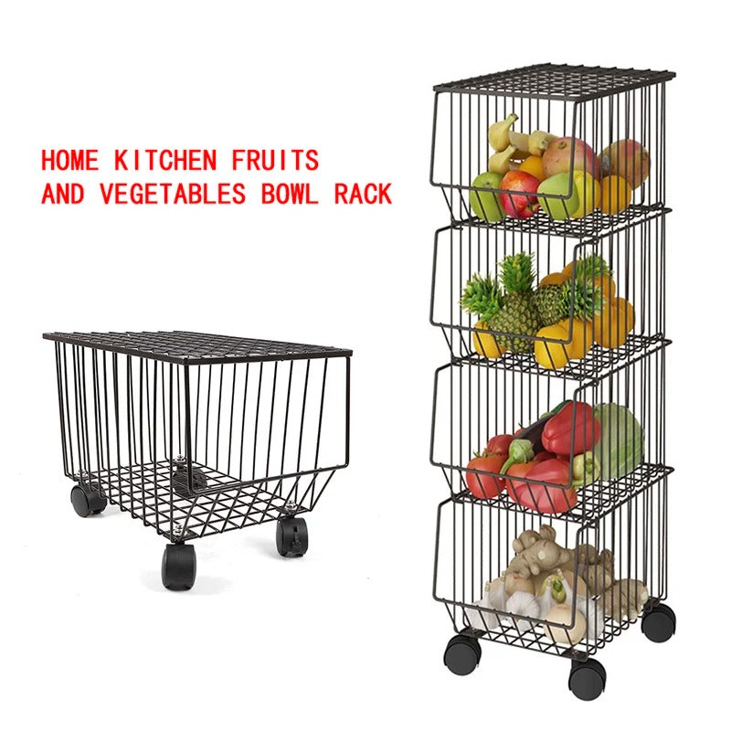 Kitchen Racks: Goku 4-Tier Dark Brown Kitchen Storage Shelves
