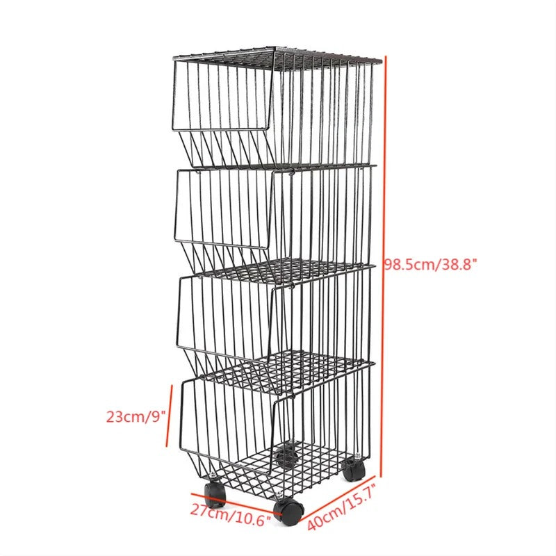 Kitchen Racks: Goku 4-Tier Dark Brown Kitchen Storage Shelves