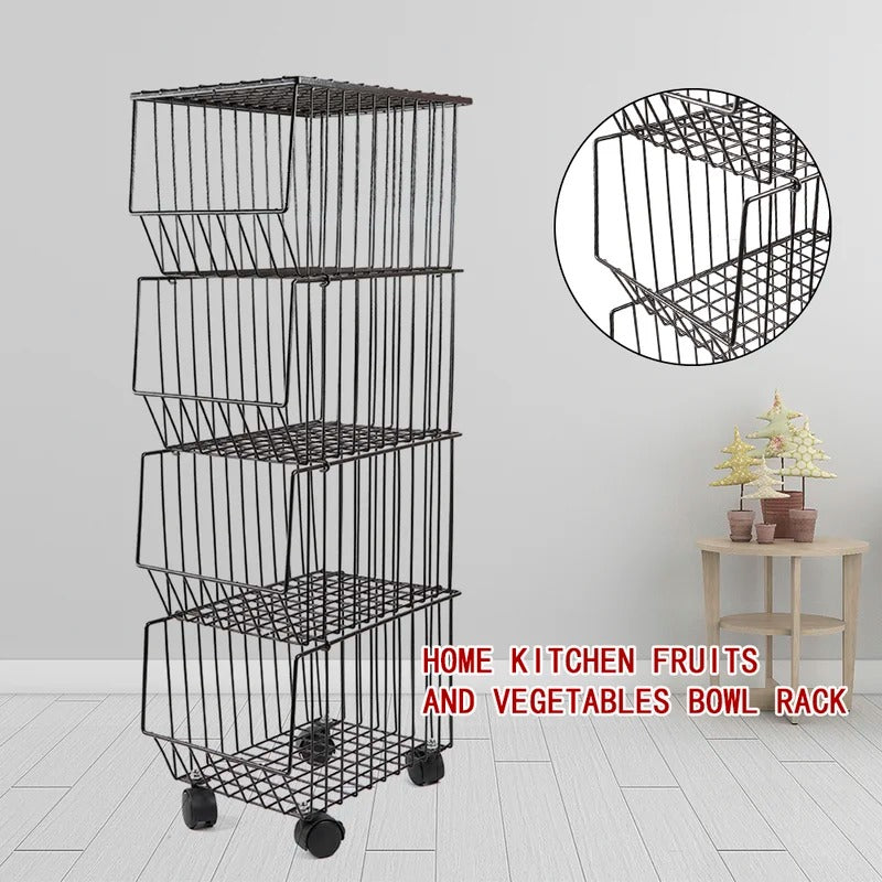 Kitchen Racks: Goku 4-Tier Dark Brown Kitchen Storage Shelves