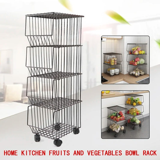Kitchen Racks: Goku 4-Tier Dark Brown Kitchen Storage Shelves