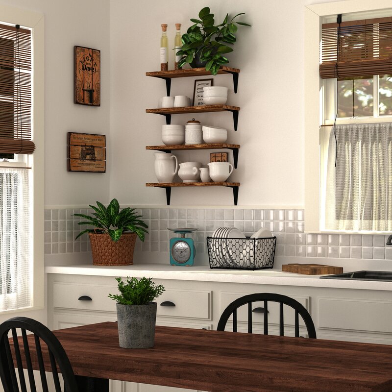 Kitchen Shelves: Solid Wood Bracket Shelf Kitchen & Wall Shelves
