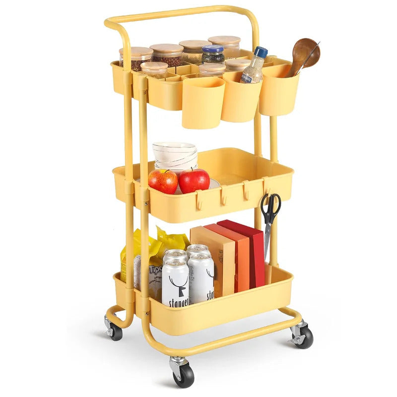 Kitchen Trolley: 16.9'' Steel Kitchen Cart with Locking Wheels