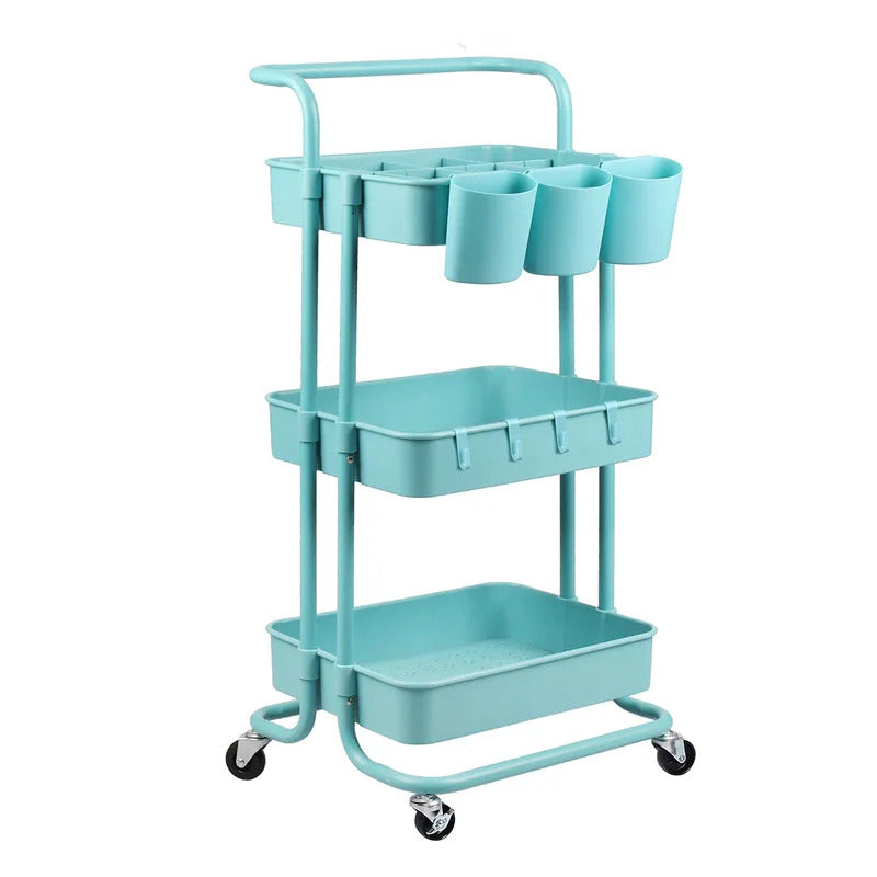 Kitchen Trolley: 16.9'' Steel Kitchen Cart with Locking Wheels