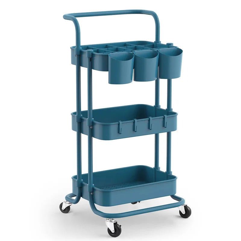 Kitchen Trolley: 16.9'' Steel Kitchen Cart with Locking Wheels