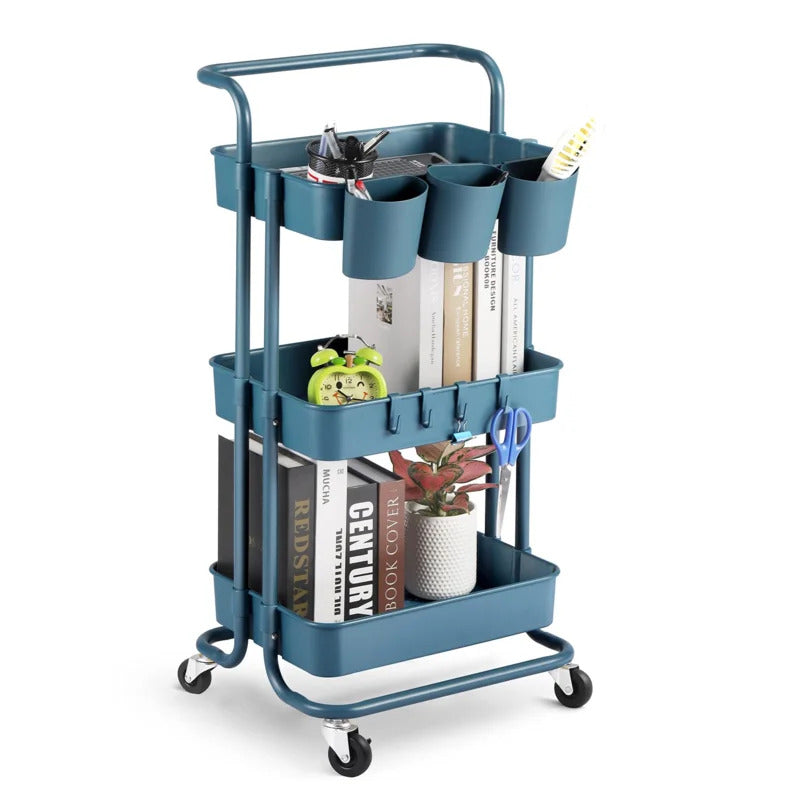Kitchen Trolley: 16.9'' Steel Kitchen Cart with Locking Wheels
