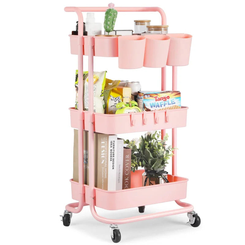 Kitchen Trolley: 16.9'' Steel Kitchen Cart with Locking Wheels