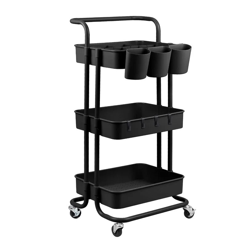 Kitchen Trolley: 16.9'' Steel Kitchen Cart with Locking Wheels