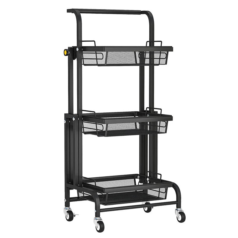 Kitchen Trolley: 17.32'' Steel Kitchen Cart with Locking Wheels
