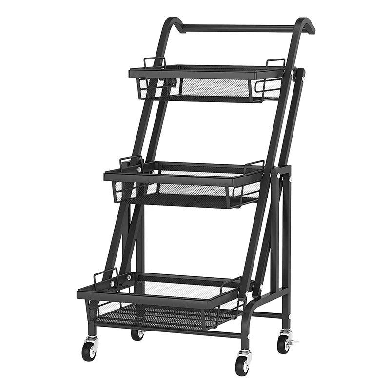 Kitchen Trolley: 17.32'' Steel Kitchen Cart with Locking Wheels