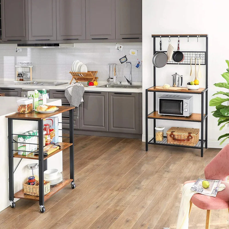 Kitchen Trolley: 23.6'' Kitchen Cart with Locking Wheels