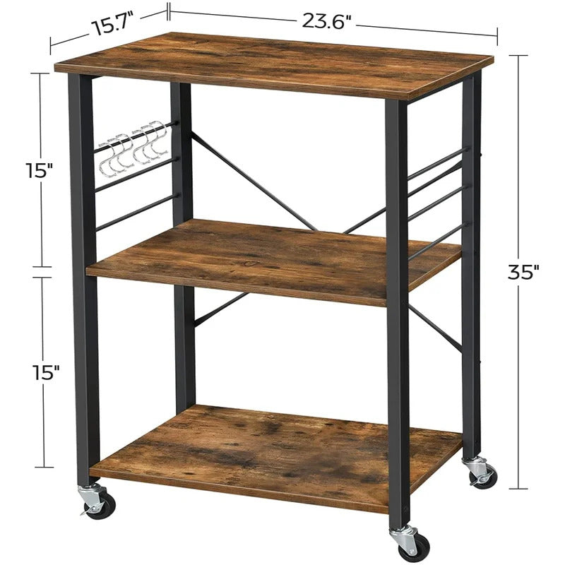 Kitchen Trolley: 23.6'' Kitchen Cart with Locking Wheels