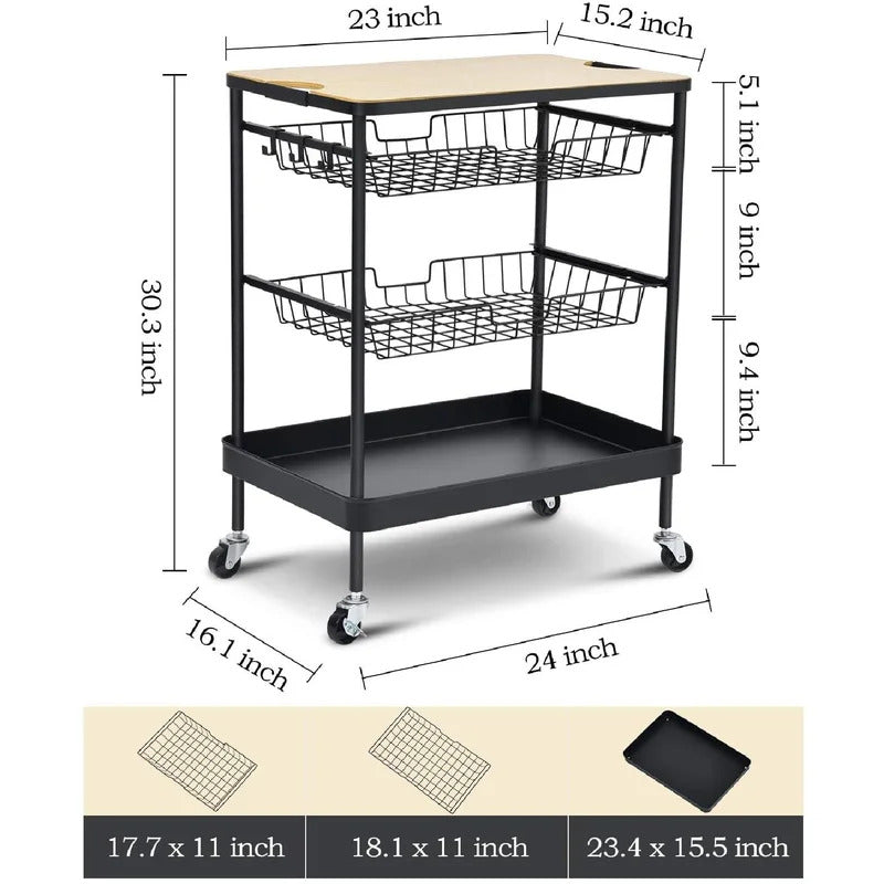Kitchen Trolley: 24'' Kitchen Cart