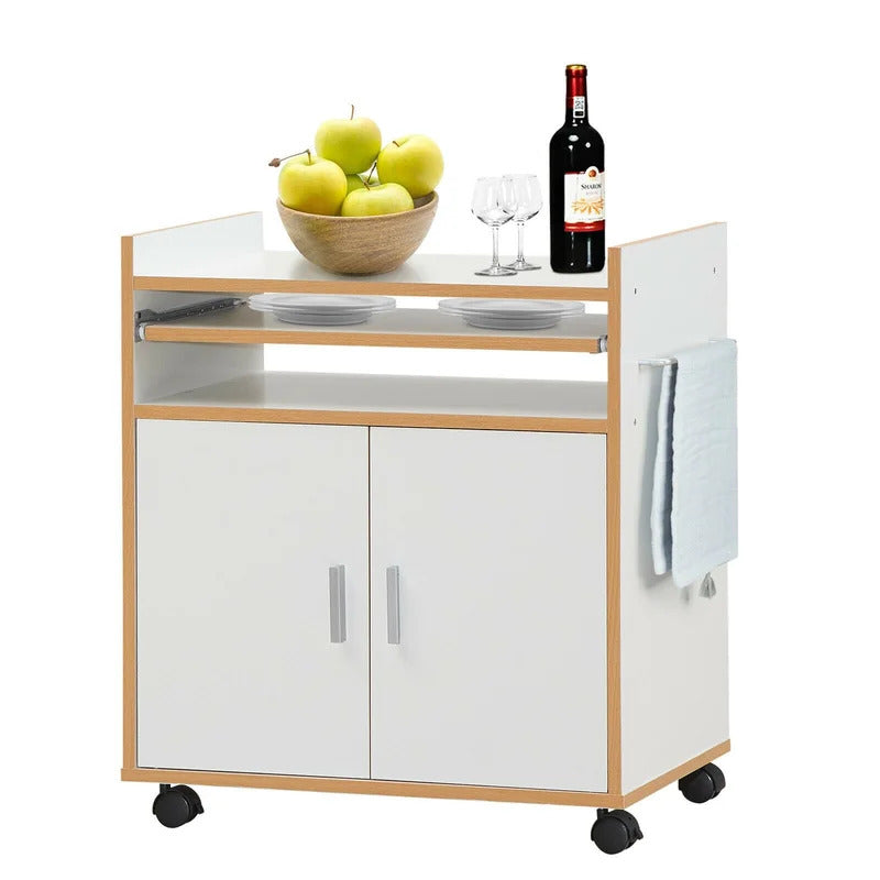 Kitchen Trolley: 24'' Kitchen Cart with Locking Wheels