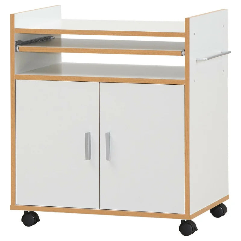 Kitchen Trolley: 24'' Kitchen Cart with Locking Wheels