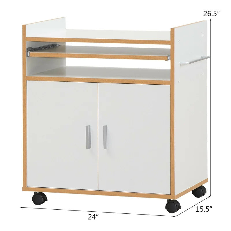 Kitchen Trolley: 24'' Kitchen Cart with Locking Wheels