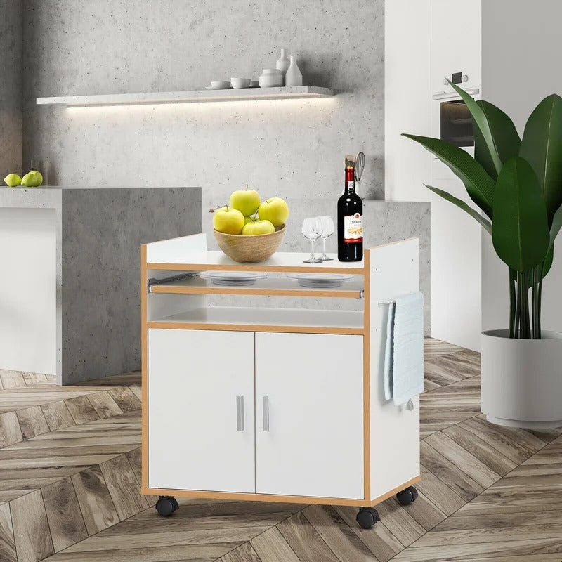 Kitchen Trolley: 24'' Kitchen Cart with Locking Wheels