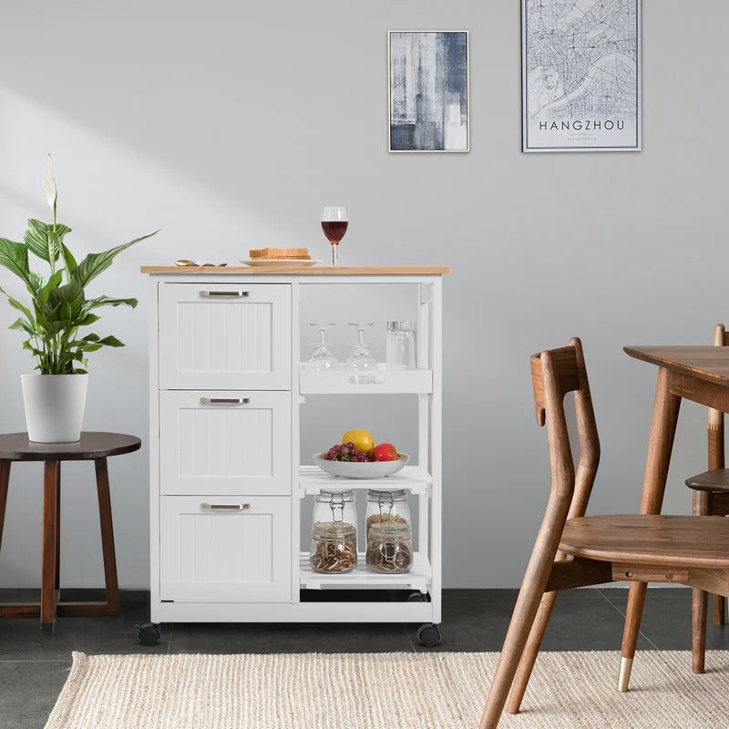 Kitchen Trolley: 26.5'' with Locking Wheels