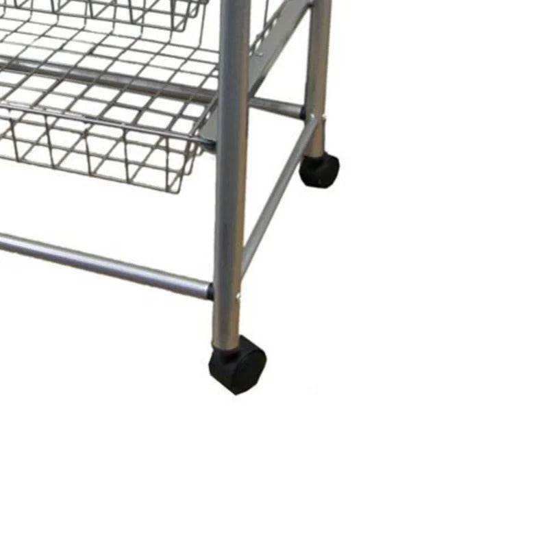 Kitchen Trolley: 28'' Stainless steel & Wood Cart
