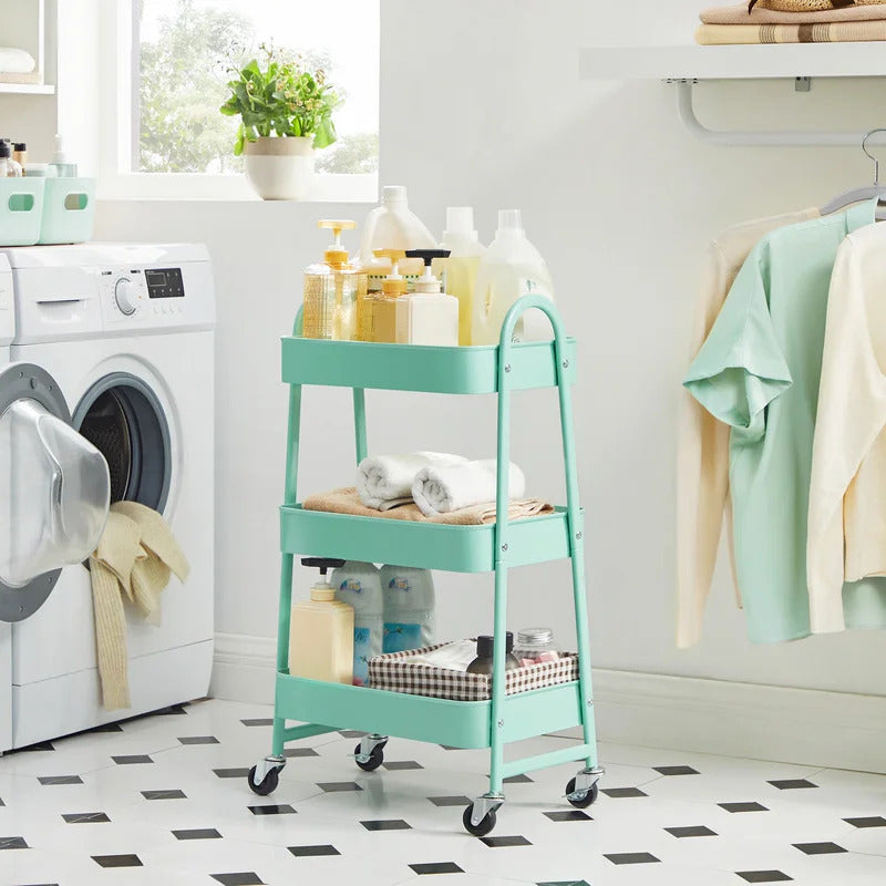 Kitchen Trolley: 3-Tier Rolling, Metal Kitchen Storage Trolley