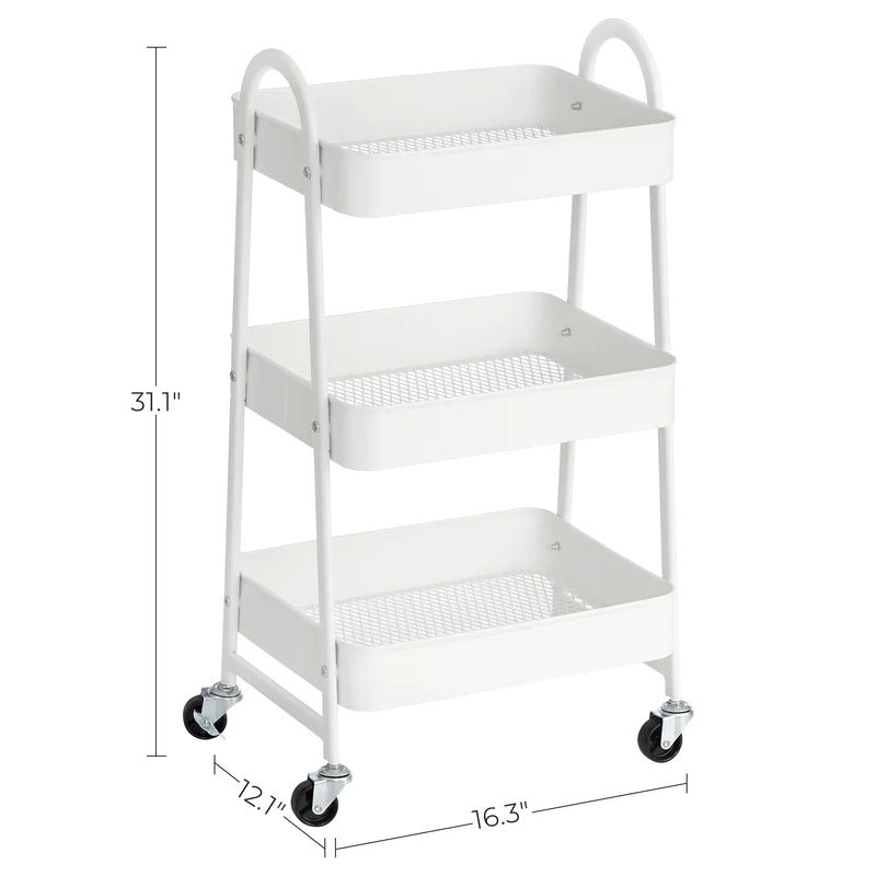 Kitchen Trolley: 3-Tier Rolling, Metal Kitchen Storage Trolley