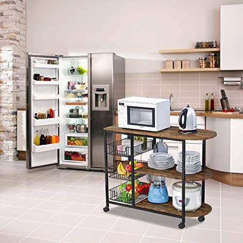 Kitchen Trolley: 31.5'' Solid Wood Kitchen Island and Locking Wheels