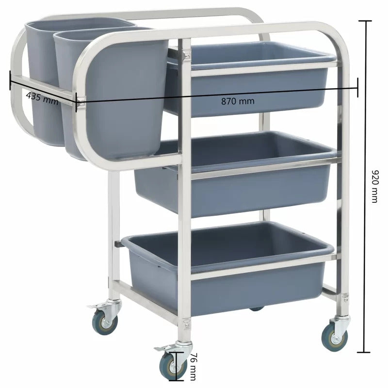 Kitchen Trolley: 34.25'' Stainless Steel Kitchen Cart with Locking Wheels