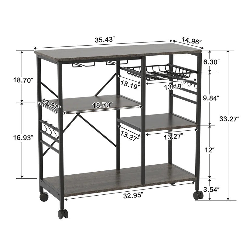 Kitchen Trolley: 35.43'' Standard Kitchen Cart