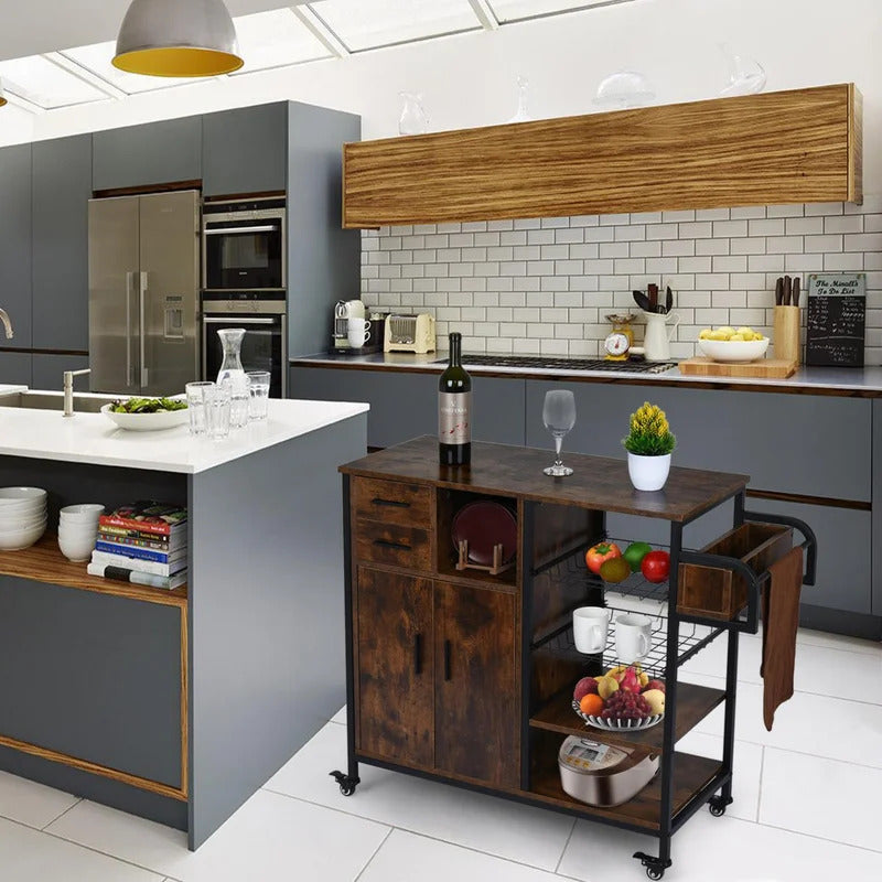 Kitchen Trolley: 35.4''Wooden Kitchen Craft