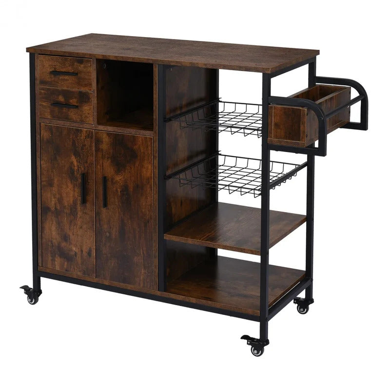 Kitchen Trolley: 35.4''Wooden Kitchen Craft