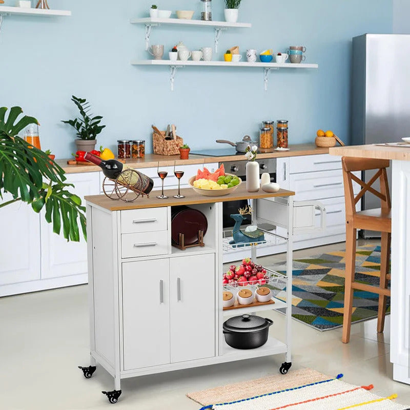 Kitchen Trolley: 35.4''Wooden Kitchen Craft