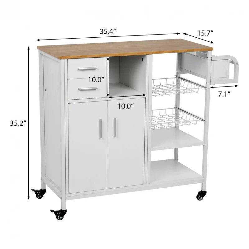 Kitchen Trolley: 35.4''Wooden Kitchen Craft