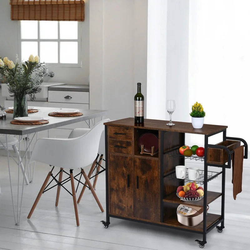 Kitchen Trolley: 35.4''Wooden Kitchen Craft