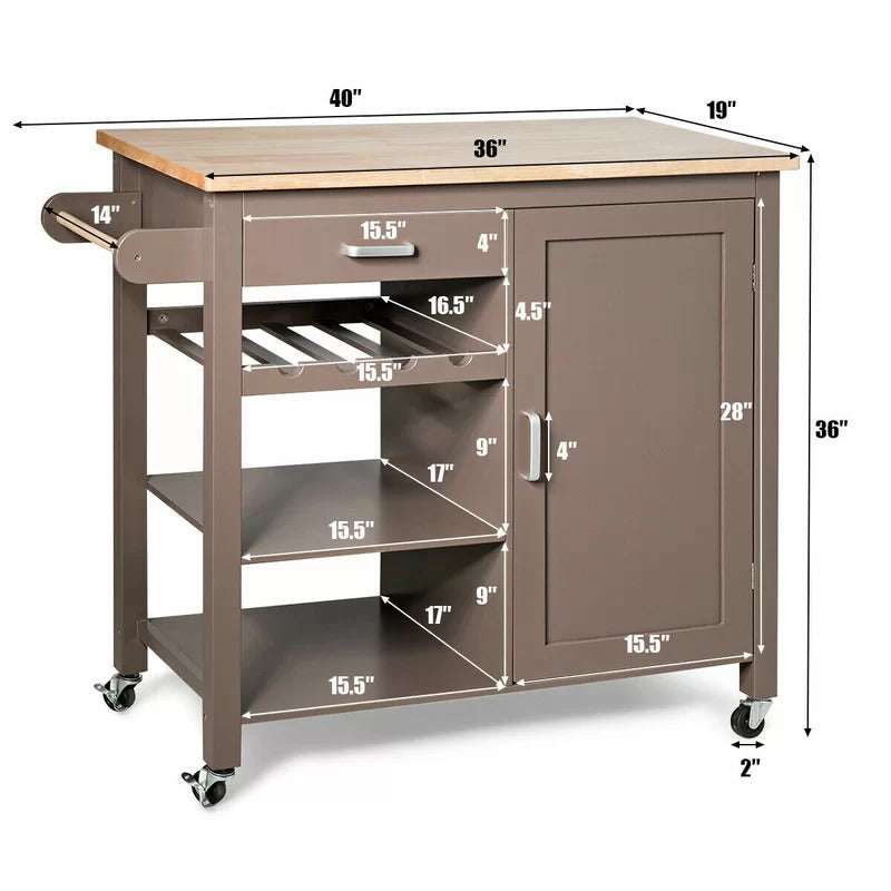 Kitchen Trolley: 40'' Kitchen Cart