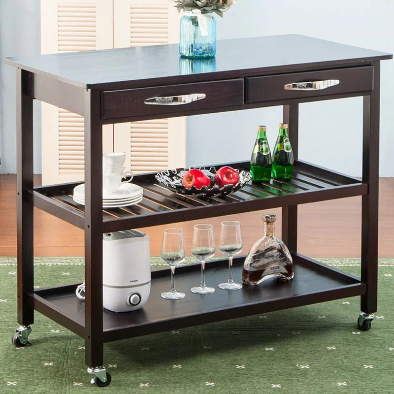 Kitchen Trolley: 40'' Solid Wood Kitchen Cart