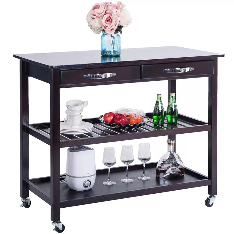 Kitchen Trolley: 40'' Solid Wood Kitchen Cart