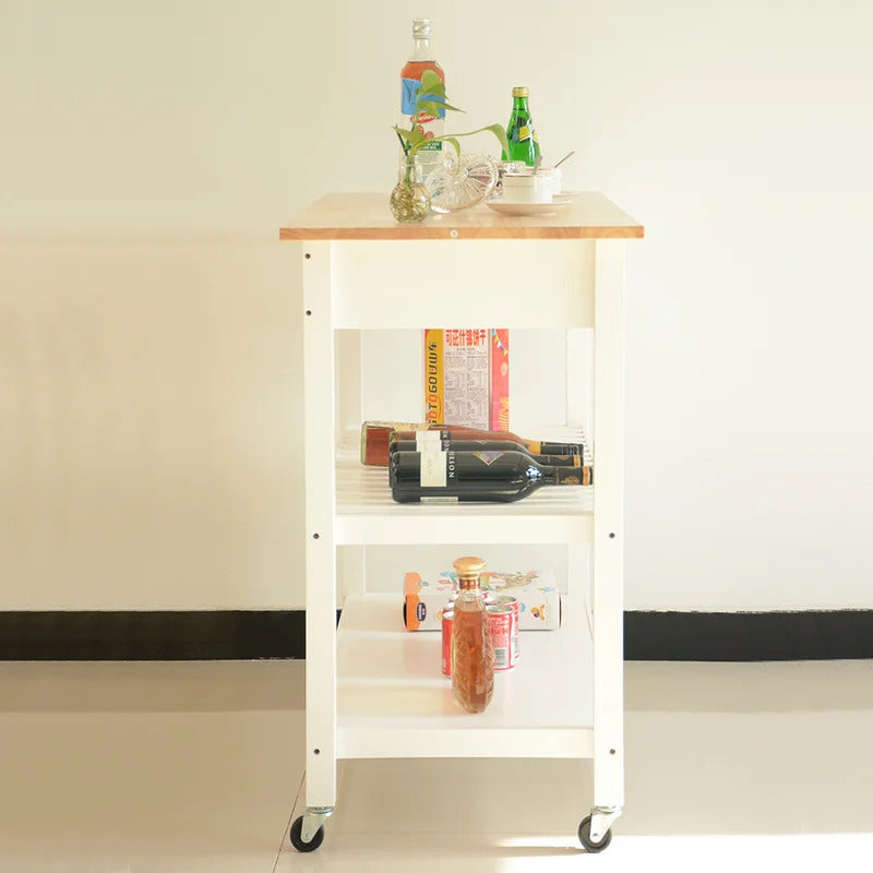 Kitchen Trolley: 40'' Solid Wood Kitchen Cart with Locking Wheels