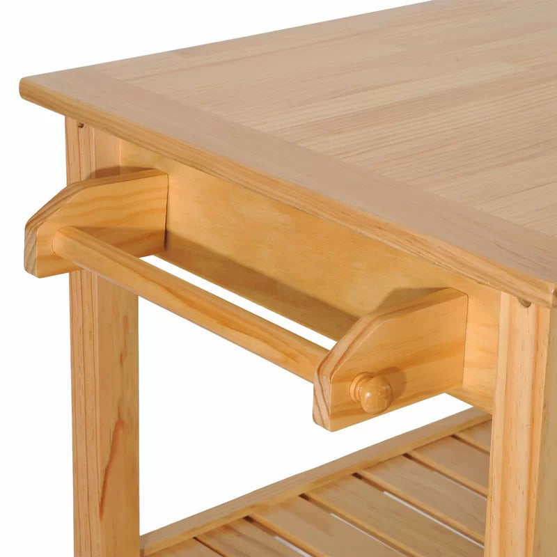 Kitchen Trolley: 44.5'' Solid Wood Kitchen Cart and Locking Wheels