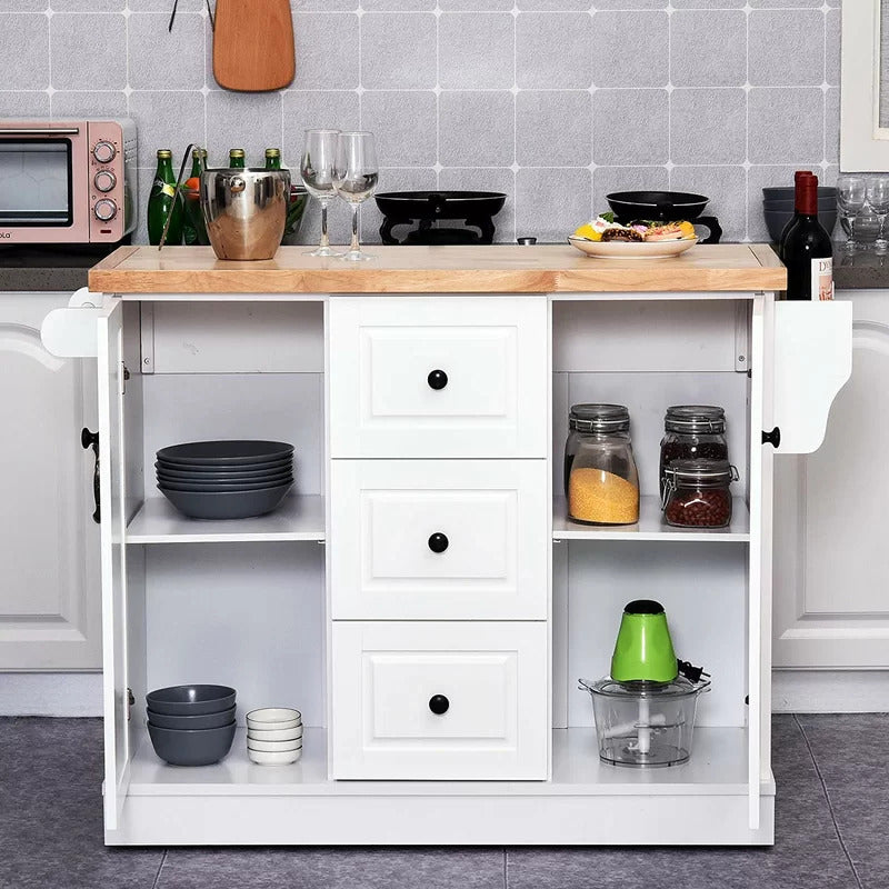 Kitchen Trolley: 49.5'' Kitchen Cart with Solid Wood Top