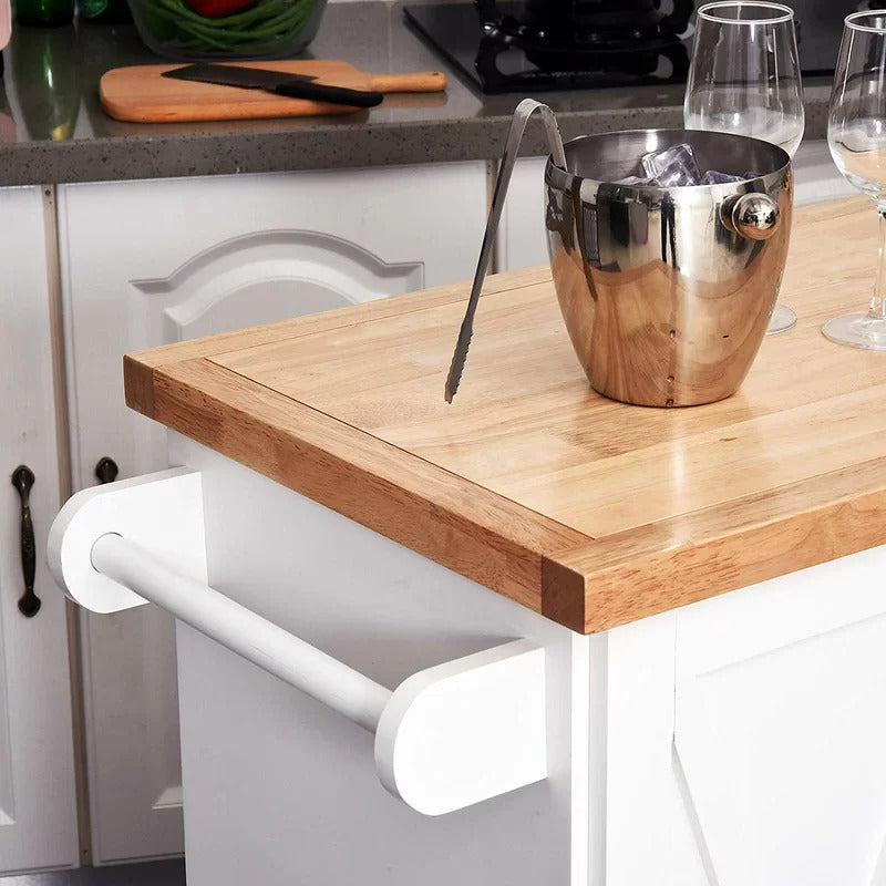 Kitchen Trolley: 49.5'' Kitchen Cart with Solid Wood Top