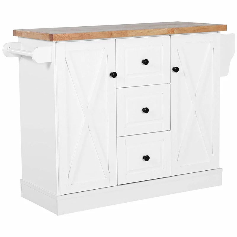 Kitchen Trolley: 49.5'' Kitchen Cart with Solid Wood Top