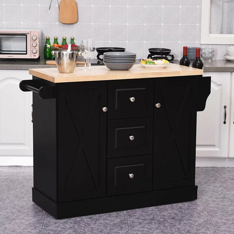 Kitchen Trolley: 49.5'' Kitchen Cart with Solid Wood Top
