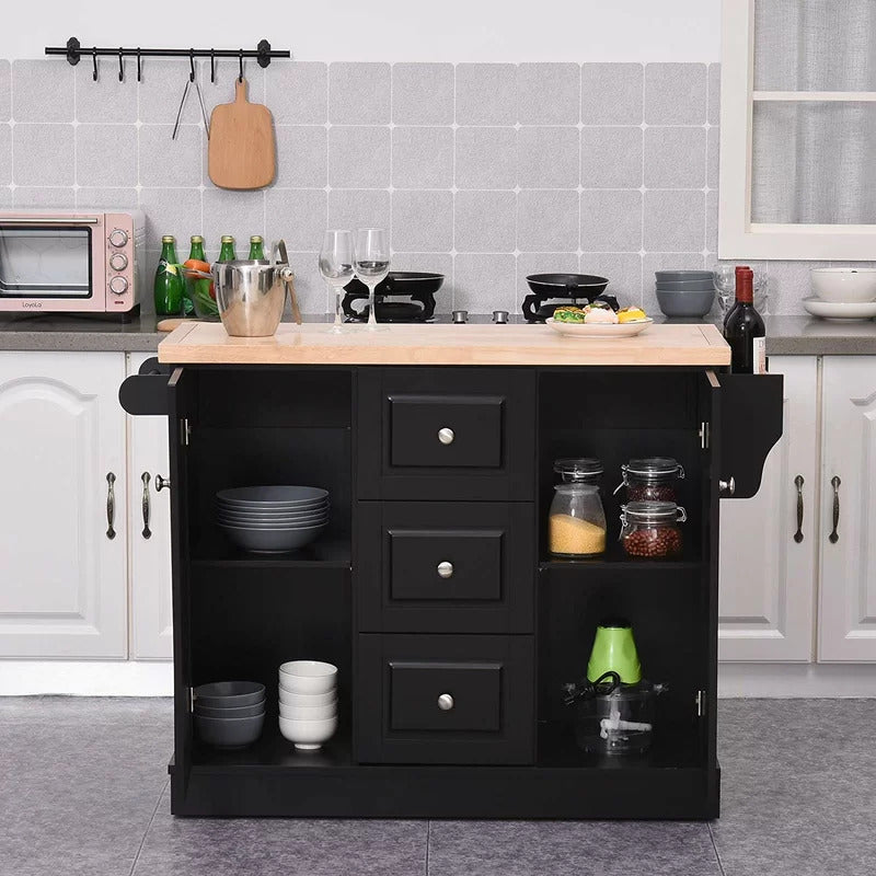 Kitchen Trolley: 49.5'' Kitchen Cart with Solid Wood Top