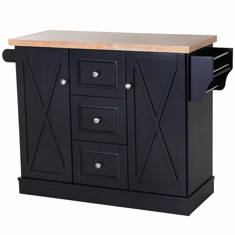 Kitchen Trolley: 49.5'' Kitchen Cart with Solid Wood Top