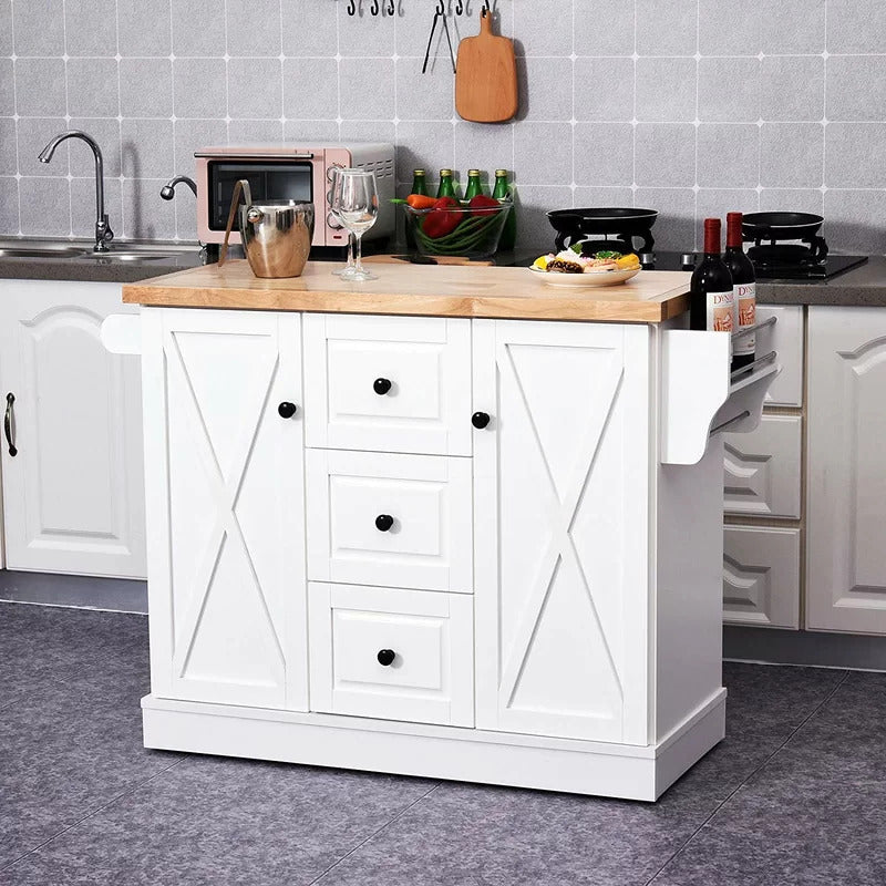 Kitchen Trolley: 49.5'' Kitchen Cart with Solid Wood Top
