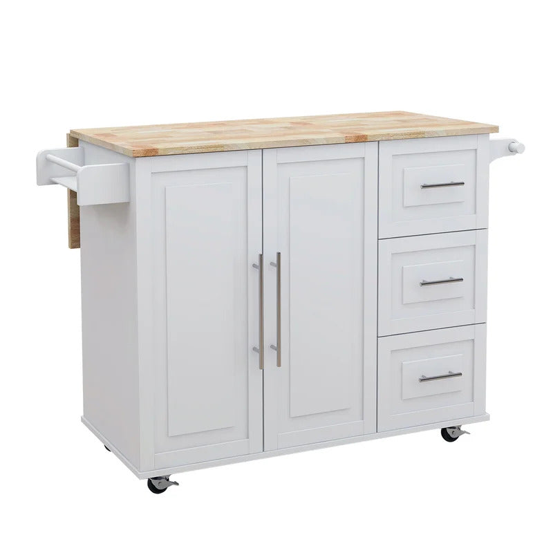 Kitchen Trolley: 53.54'' Kitchen Island with Locking Wheels