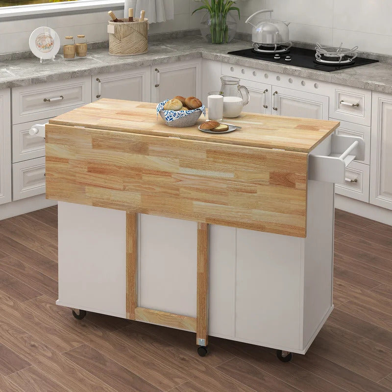 Kitchen Trolley: 53.54'' Kitchen Island with Locking Wheels
