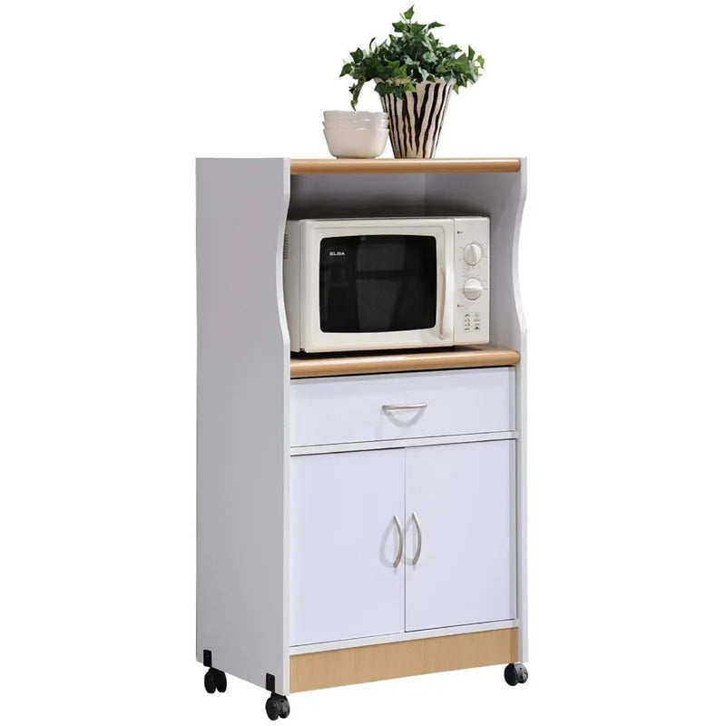 Kitchen Trolley: Microwave Cart With One Drawer, Two Doors, And Shelf For Storage