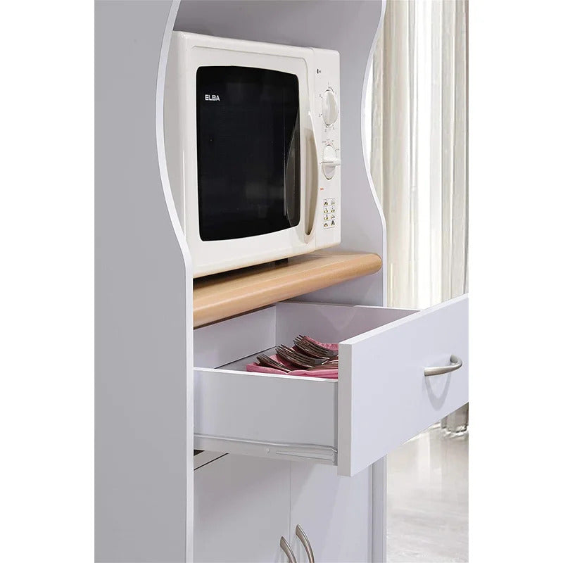 Kitchen Trolley: Microwave Cart With One Drawer, Two Doors, And Shelf For Storage
